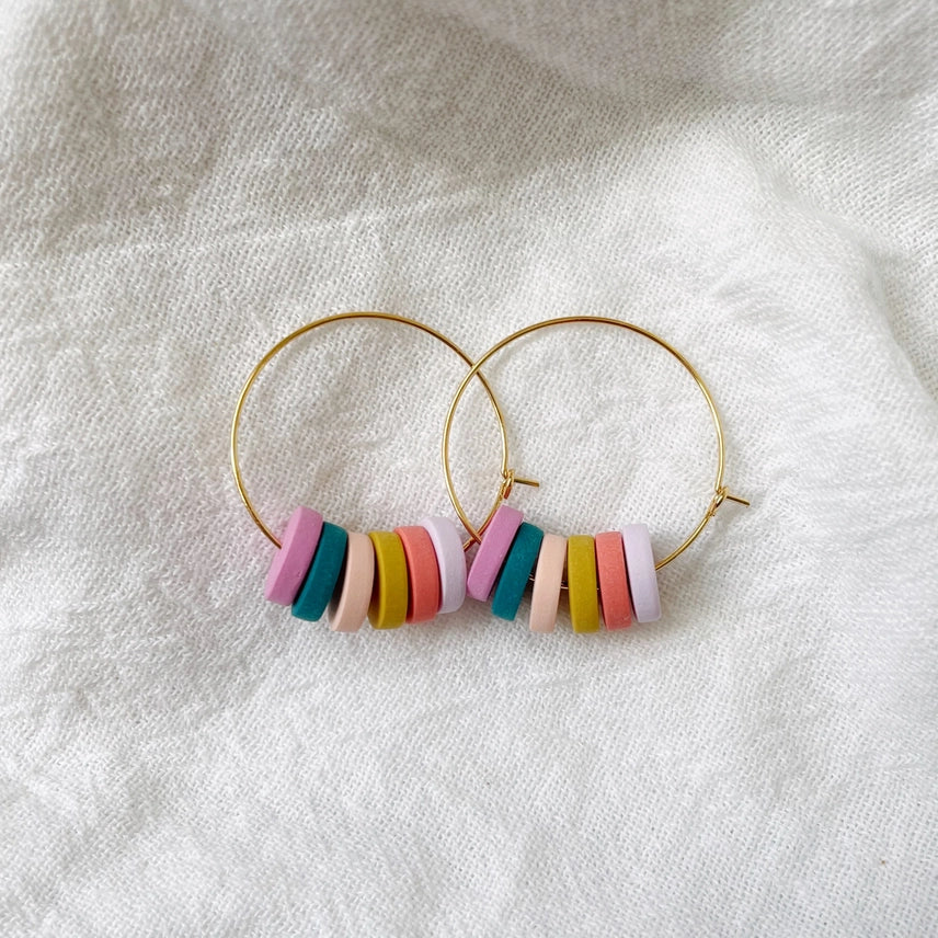 Beaded Hoop Polymer Clay Earrings - Image 4