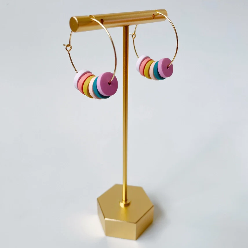 Beaded Hoop Polymer Clay Earrings - Image 5