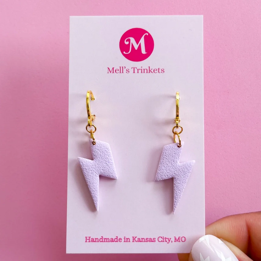 Lighting Bolt Huggies Earrings - Image 2
