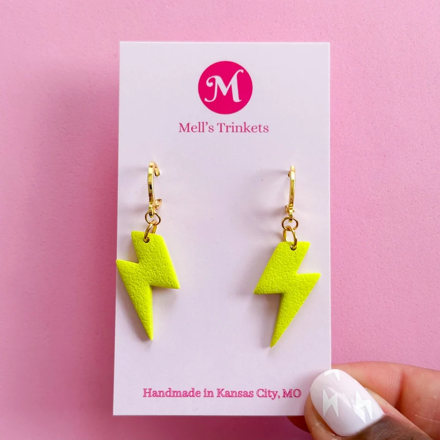 Lighting Bolt Huggies Earrings - Image 3