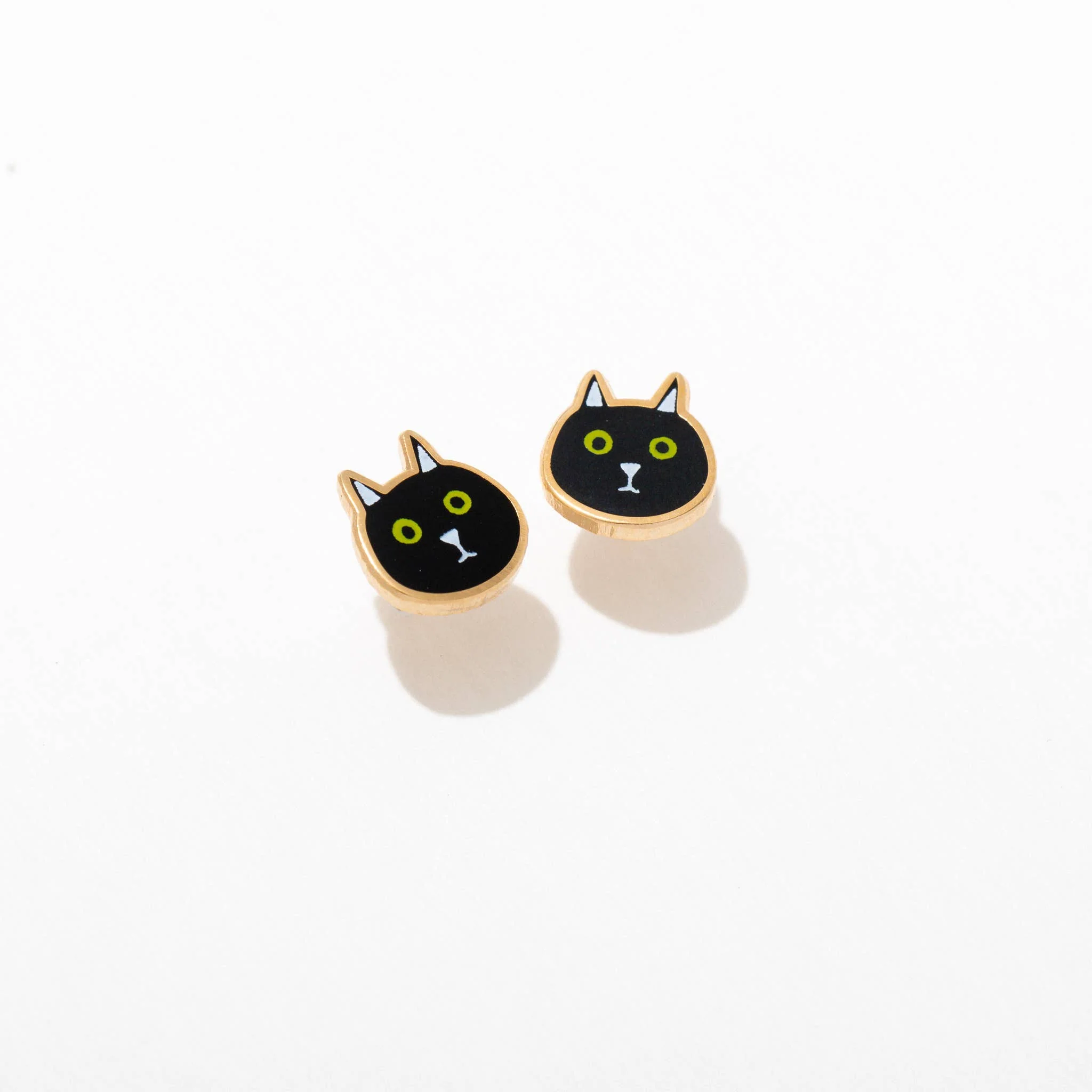 Cat Enamel Stud Earrings - Image 2