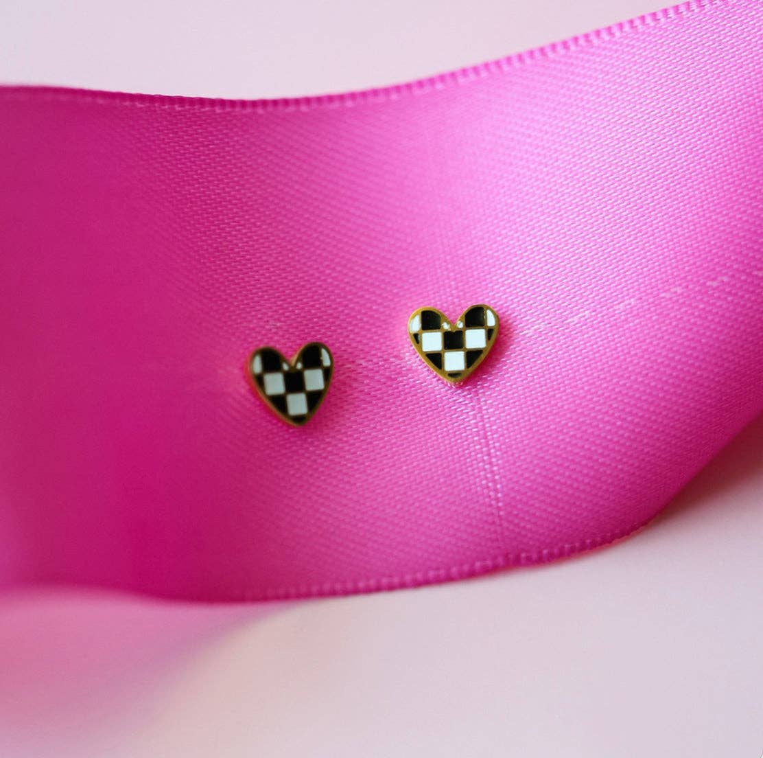 Checkered Heart Earrings - Image 2