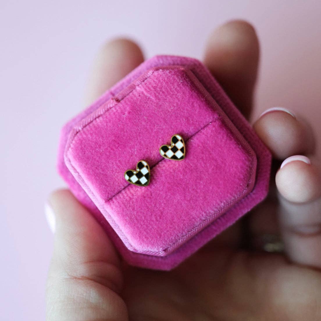 Checkered Heart Earrings - Image 3