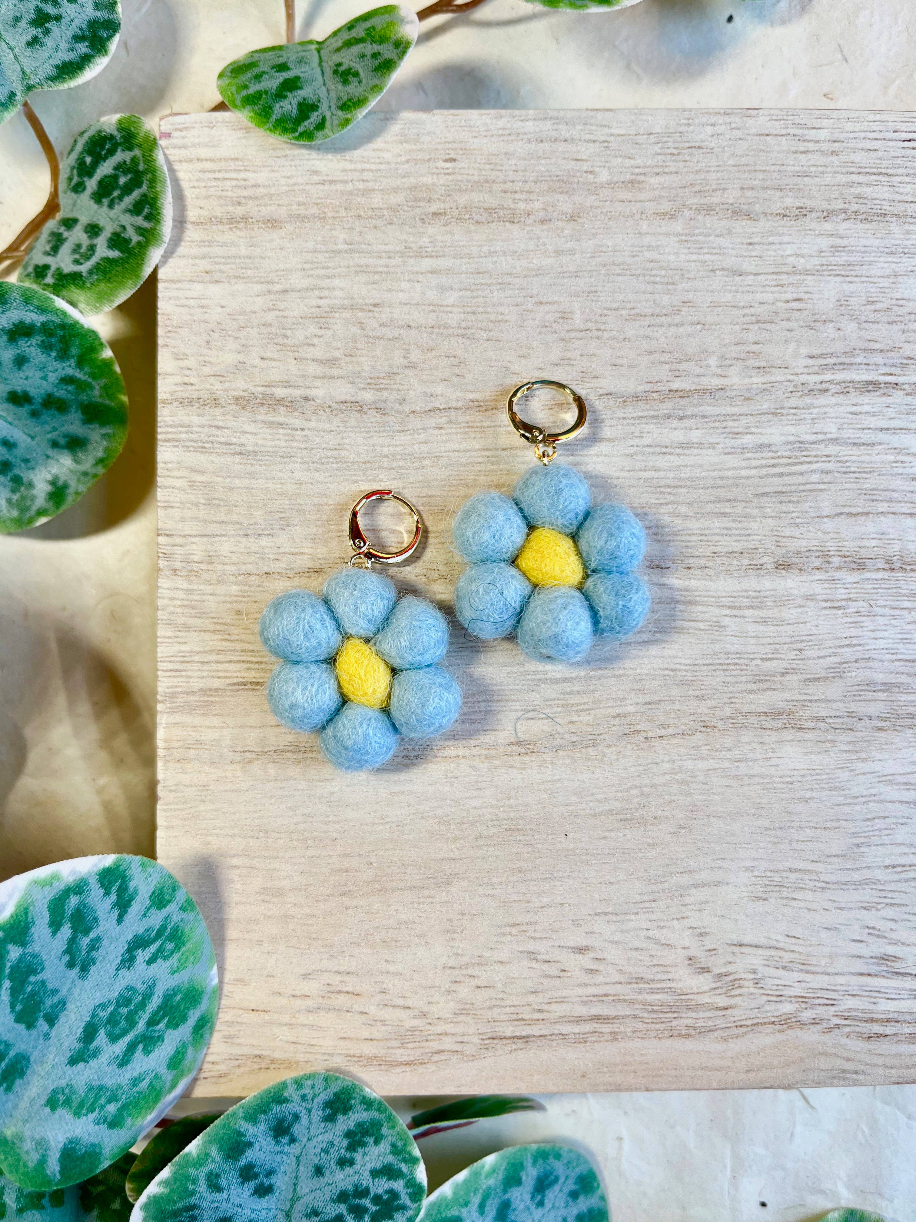Mini Felted Daisy Earrings - Image 10