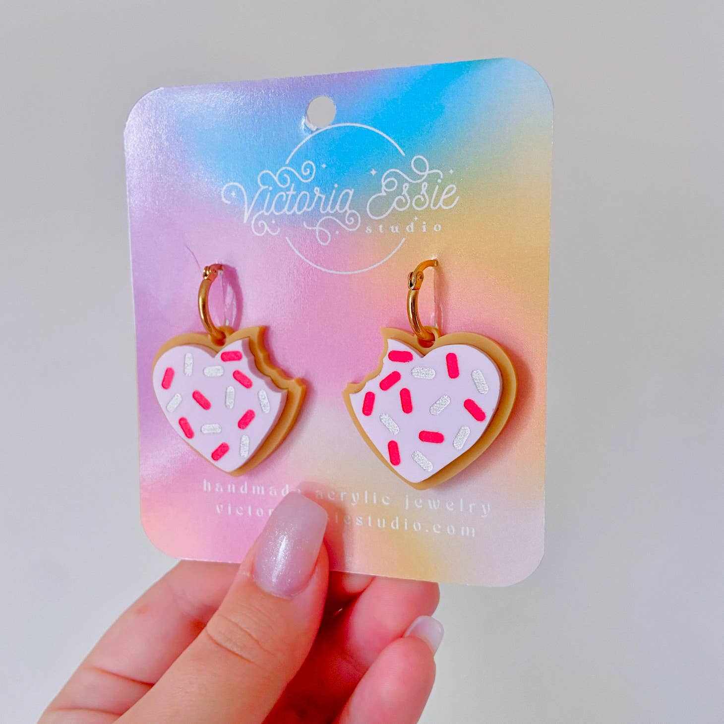 Sugar Cookie Earrings - Pink Sprinkles - Image 3