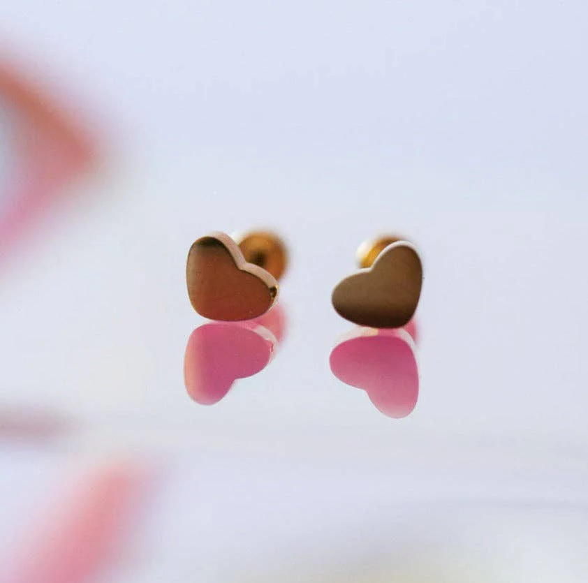 Tiny Classic Heart Earrings - Image 2
