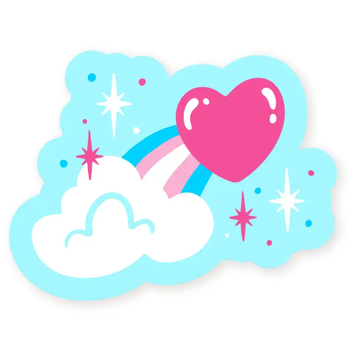 Trans Sparkle Heart Sticker